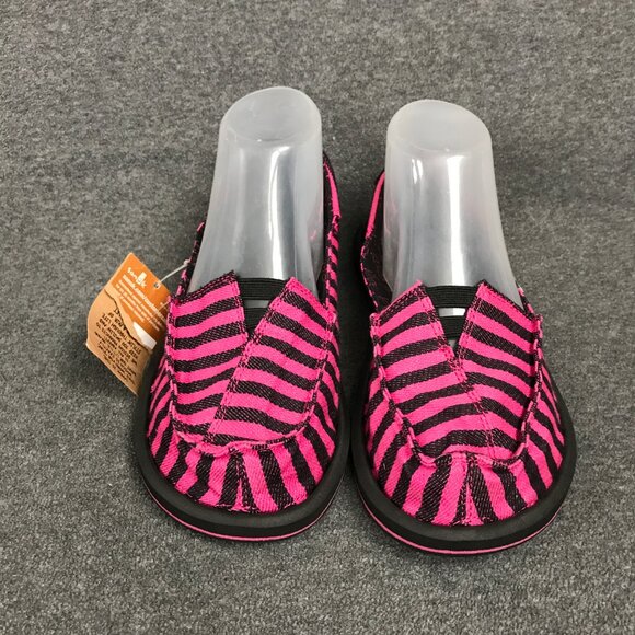 Sanuk Castaway Black Pink Stripe Slip-On Women’s 7 Sidewalk Surfer Sneakers NWT - Picture 3 of 7